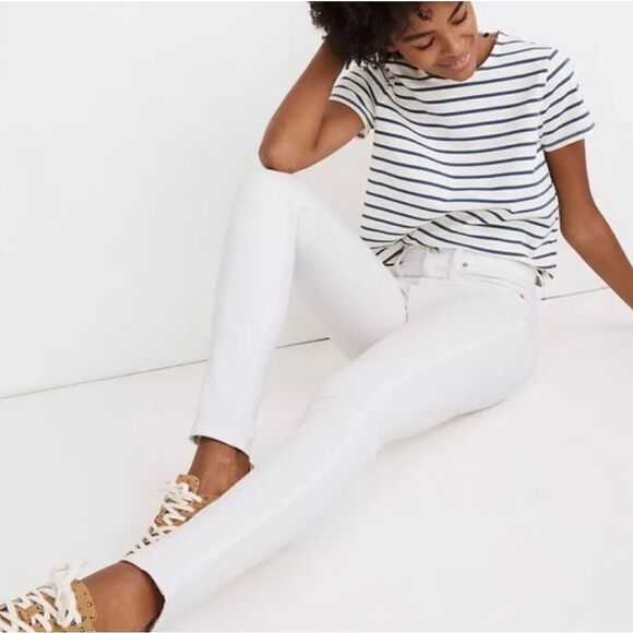 Madewell 9” High Waist Classic Skinny Jean in Pure White Denim 27 - Picture 2 of 13